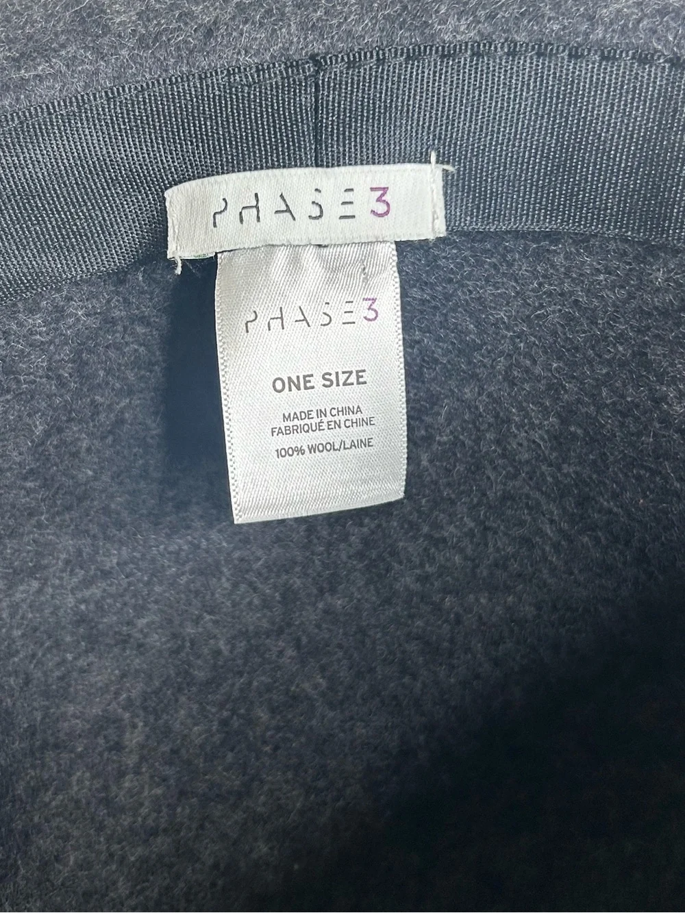 Phase 3 100% Wool Charcoal Gray Floppy Brim Hat